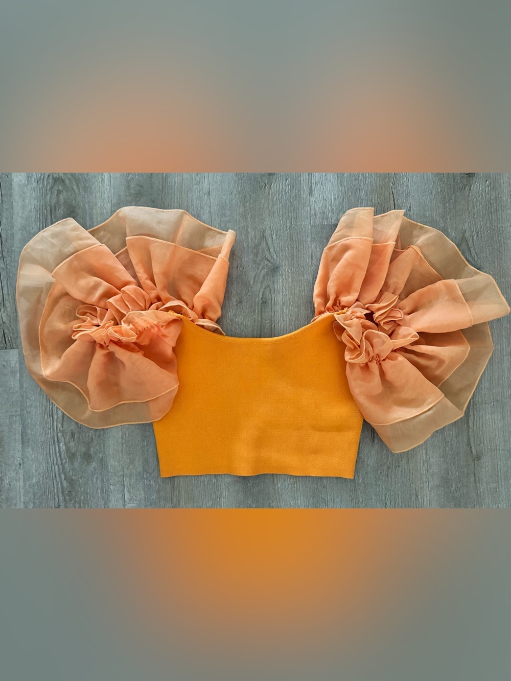 Zara Orange Puff-Sleeve Crop Top